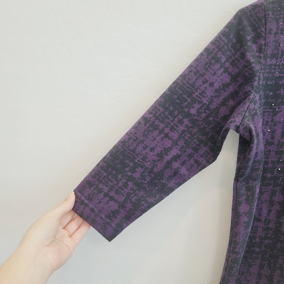 💕 Croft & Barrow Purple & Black Scoop Neck Blouse Top Women's Size XSP - Picture 5 of 8